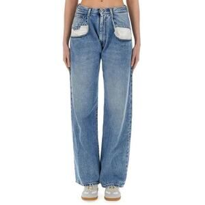 [Maison Martin Margiela] Exposed Contrast Dropped Pocket Straight Leg Jeans 40